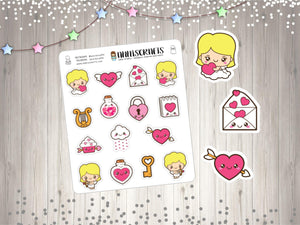 Kawaii Valentines Day Planner Stickers Cute Planner Stickers Cupid Heart Happy Mail Cloud Kawaii V-day Vday Stickers - anniscrafts