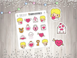 Kawaii Valentines Day Planner Stickers Cute Planner Stickers Cupid Heart Happy Mail Cloud Kawaii V-day Vday Stickers - anniscrafts