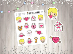 Kawaii Valentines Day Planner Stickers Cute Planner Stickers Cupid Heart Happy Mail Cloud Kawaii V-day Vday Stickers