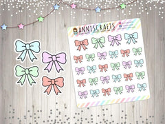 Pastel Colored Bow Stickers Planner Stickers Pastel Bow Stickers Cute Kawaii Bows Hand Drawn Stickers UK Seller