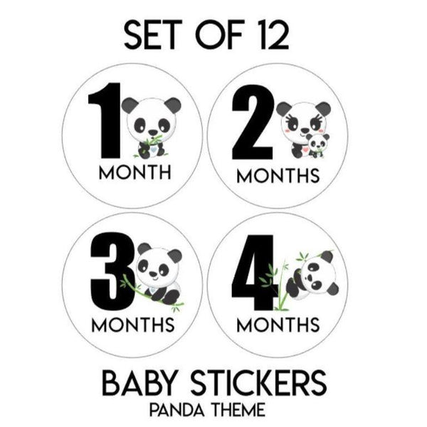 12 Months Panda Baby Clothes Stickers Milestone Age Monthly Baby Stickers One Suit Stickers Panda Theme Cute Baby Sticker Baby Shower Gift - anniscrafts