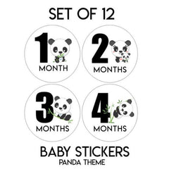 12 Months Panda Baby Clothes Stickers Milestone Age Monthly Baby Stickers One Suit Stickers Panda Theme Cute Baby Sticker Baby Shower Gift