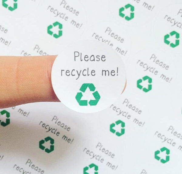 Please Recycle Me Stickers Recycle Cans Bottles Plastic Paper Glass Environment Recycling Stickers Packaging - anniscrafts