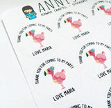 Flamingo Theme Birthday Stickers Custom Name Goodie Bag Thank You For Coming To My Party Stickers - anniscrafts