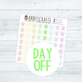 56 Day Off Stickers Planner Stickers Small Work Rainbow Cute Kawaii Handmade Erin Condren Kikki K Filofax Functional Planner Stickers AC40 - anniscrafts