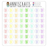 56 Day Off Stickers Planner Stickers Small Work Rainbow Cute Kawaii Handmade Erin Condren Kikki K Filofax Functional Planner Stickers AC40 - anniscrafts