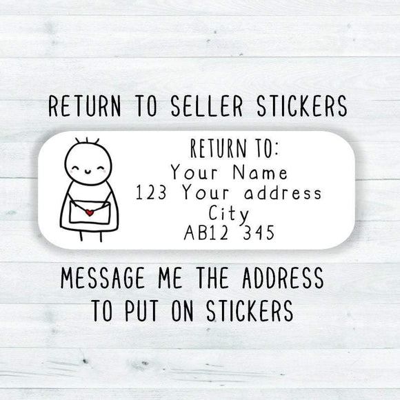 35x Return To Sender Seller Stickers Personalised Custom Rectangle Stickman Stickers Kawaii Cute Return To Stickers Order Packaging Stickers - anniscrafts