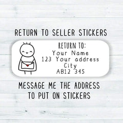 35x Return To Sender Seller Stickers Personalised Custom Rectangle Stickman Stickers Kawaii Cute Return To Stickers Order Packaging Stickers