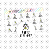Kawaii Cat Happy Birthday Stickers Goodie Bag Birthday Present Stickers - anniscrafts