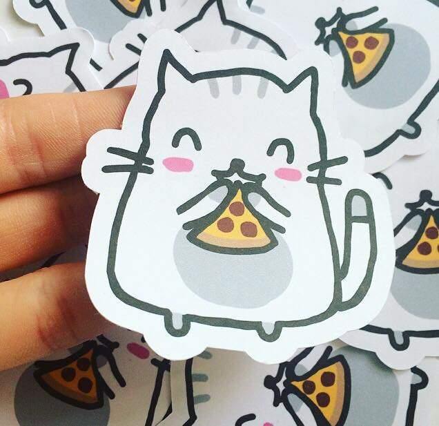 1pc Moochie The Cat Pizza Die Cut Sticker Kawaii Cat Food Die Cut Stickers  Cute Planner Goodie Bag Stickers