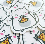 1pc Moochie The Cat Pizza Die Cut Sticker Kawaii Cat Food Die Cut Stickers Cute Planner Goodie Bag Stickers - anniscrafts