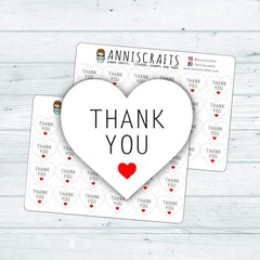 Thank You Heart Stickers Sheets Purchase Labels Packaging Labels UK United Kingdom AC27