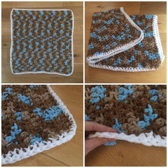 Crochet Camouflage Baby Blanket Boy Shower Brown Blue Pattern Gift Present Handmade Baby Stroller Blanket Soft Thick Blanket