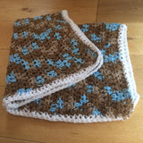 Crochet Camouflage Baby Blanket Boy Shower Brown Blue Pattern Gift Present Handmade Baby Stroller Blanket Soft Thick Blanket - anniscrafts
