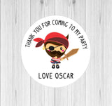 Pirate Birthday Party Stickers Thank You For Coming To My Party Stickers Pirate Theme Stickers Party Goodie Bag Stickers UK Seller - anniscrafts