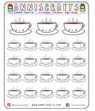 Coffee Planner Stickers Hand Drawn Coffee Stickers Coffee Lover Mug Happy Planner Stickers Erin Condren Stickers Kikki K Stickers - anniscrafts