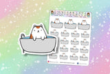 Milo The Cat Bath Planner Stickers Bath Time Stickers Kawaii Calico Cat Stickers Kitty Cute Bath Planner Stickers - anniscrafts