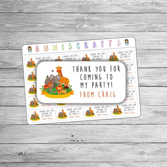Zoo Birthday Thank You For Coming To My Birthday Party Goodie Bag Birthday Party Favor Stickers - anniscrafts