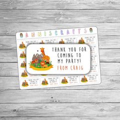 Zoo Birthday Thank You For Coming To My Birthday Party Goodie Bag Birthday Party Favor Stickers