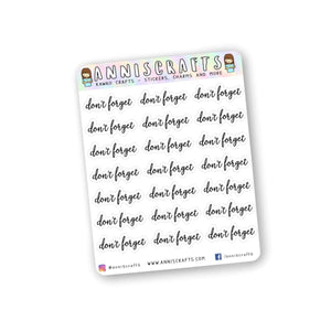 Don't Forget Planner Stickers Script Text Stickers Functional Planner Stickers - anniscrafts