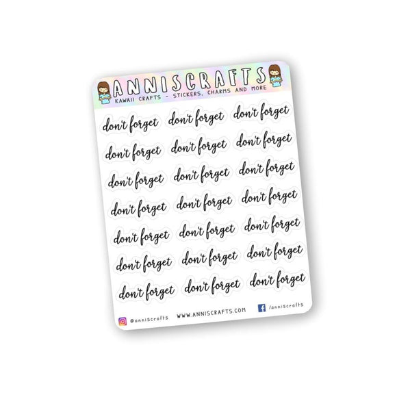 Don't Forget Planner Stickers Script Text Stickers Functional Planner Stickers - anniscrafts