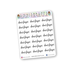 Don't Forget Planner Stickers Script Text Stickers Functional Planner Stickers