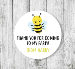 Bee Birthday Stickers Thank You For Coming To My Party Stickers Custom Name  Personalised Birthday Stickers Goodie Bag Party Stickers