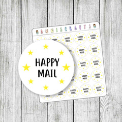 Happy Mail Stickers Post Mailing Stickers Envelope Seals Happy Post Stickers Stationery Kawaii Stars Stickers - 23mm