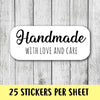 Handmade With Love And Care Stickers, Packaging Envelope Order Seals, Cute Handmade Stickers, Thank You Seals AC302 - anniscrafts