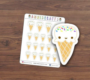 Ice Cream Planner Stickers, Happy Planner, Ice Cream Stickers, Kawaii Stickers, Rainbow Sprinkles, Food Stickers, Food Planner Stickers - anniscrafts