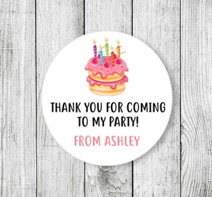 Custom Doughnut Cake Birthday Party Stickers Thank You For Coming To My Party Favor Stickers Goodie Bag Stickers Packaging Stickers - anniscrafts