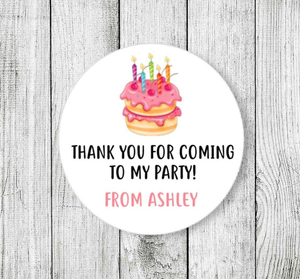 Custom Doughnut Cake Birthday Party Stickers Thank You For Coming To My Party Favor Stickers Goodie Bag Stickers Packaging Party Bag Stickers - anniscrafts