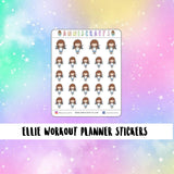 Ellie Workout Planner Stickers Weights Exercise Girl Chibi Character Functional Stickers Daily Weekly Planner Stickers Working Out Stickers - anniscrafts