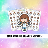 Ellie Workout Planner Stickers Weights Exercise Girl Chibi Character Functional Stickers Daily Weekly Planner Stickers Working Out Stickers - anniscrafts
