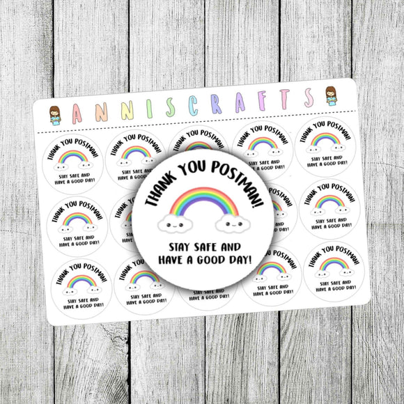 Thank You Postman Stickers Stay Safe Stickers Key Workers Business Stationery Packaging Stickers Postie Rainbow Stickers - anniscrafts