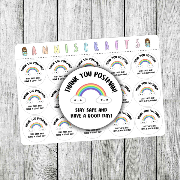 Thank You Postman Stickers Stay Safe Stickers Key Workers Business Stationery Packaging Stickers Postie Rainbow Stickers - anniscrafts