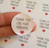 50x Thank You For Your Purchase Stickers Kiss Cut Round Order Heart Cute Sheet Packaging Labels UK United Kingdom . AC1 - anniscrafts