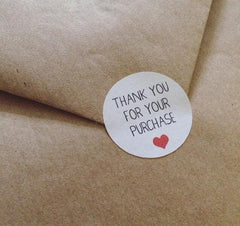 50x Thank You For Your Purchase Stickers Kiss Cut Round Order Heart Cute Sheet Packaging Labels UK United Kingdom . AC1