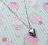 Handmade Heart Necklace Silver Plated Metal Jewelry Jewellery Bridesmaids Wedding Crafts Length Present Gift Simple UK United Kingdom - anniscrafts
