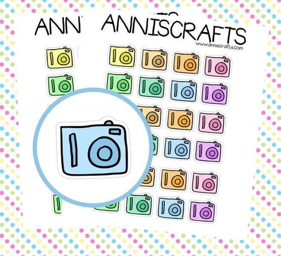 Camera Sticker Sheet Matte Planner Kiss Cut Rainbow Multi Colored Anniscrafts Crafts Handmade Stickers AC16 - anniscrafts