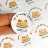 Birthday Cake Thank You For Coming To My Party Stickers Birthday Cake Party Gift Goodie Bag Stickers - anniscrafts