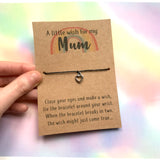 Mum Wish Bracelet Jewelry Small Gift Wish String Bracelet Heart Charm Mothers Day Wish Bracelet - anniscrafts