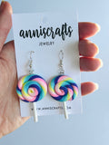 Rainbow Lollipop Earrings Fake Food Jewelry Earrings