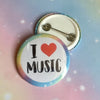 I love Music Badge Pinback Button 32mm Button Badge Rainbow I Love Music Badge Gift Present Cute Badge - anniscrafts